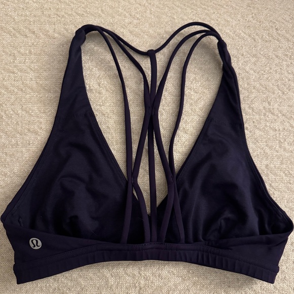 Lululemon Athletica navy Strappy Sports Bra sz 4 removable pads - Picture 3 of 8